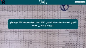 نتائج الصف السادس الابتدائي 2025 الدور الأول بصيغة PDF عبر موقع نتائجنا وتفاصيل مهمة